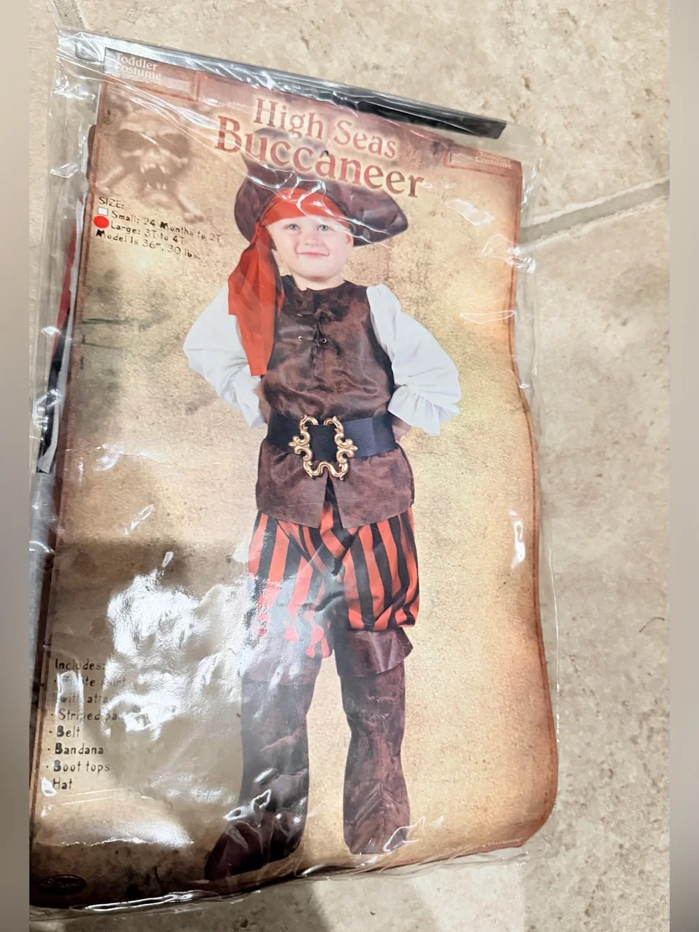 NEE High Seas Buccaneer Kids Pirate Costume - Brown & Red